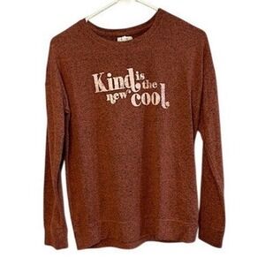 Kind Is The New Cool Graphic Long Sleeve Top Rust Orange Heathered Pullover